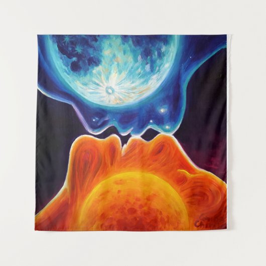 Sonne und Mond küssen sich Wandteppich (Vorderseite)