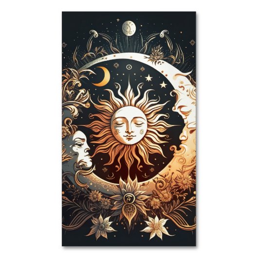 Sonne und Mond Magnetische Visitenkarte (Vorderseite Vertikal)