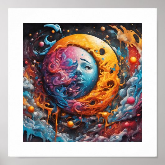 Sonne und Mond miteinander verflochtenes Poster (Vorne)