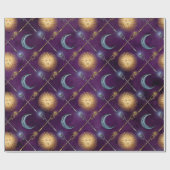 Sonne und Mond Muster auf Lila Geschenkpapier (Flach)