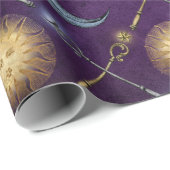 Sonne und Mond Muster auf Lila Geschenkpapier (Rolleneckpunkt)