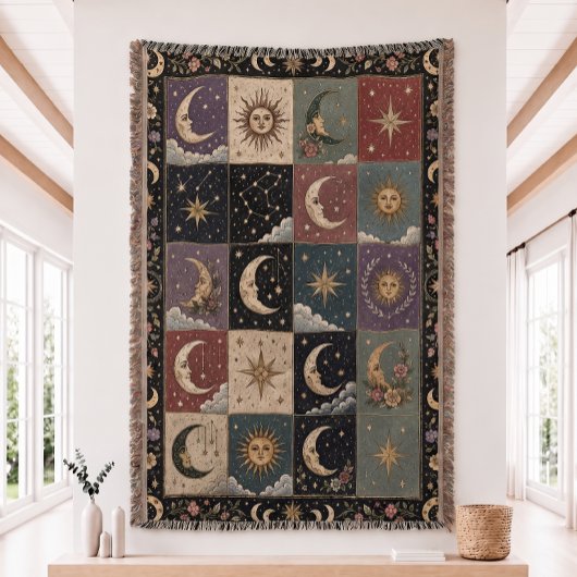 Sonne- und Mond-Patchwork-Gewebe-Decke Decke