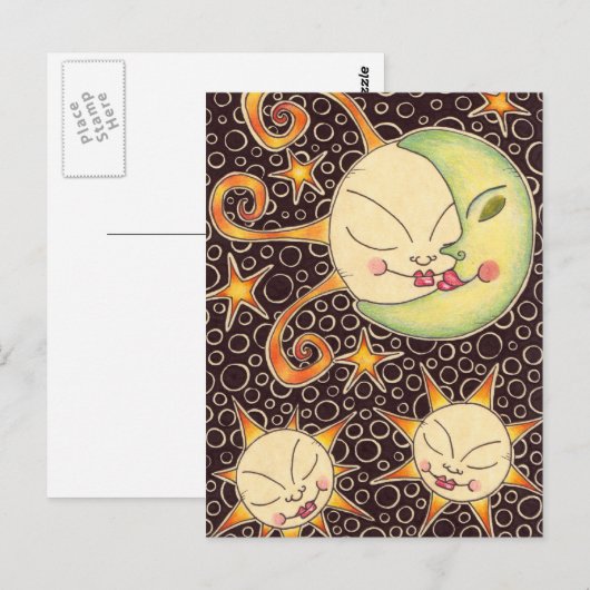 Sonne und Mond Postkarte (Vorne/Hinten)