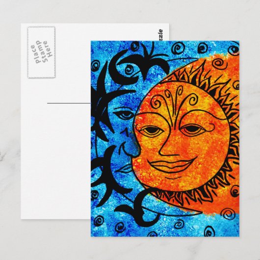 Sonne und Mond Postkarte (Vorne/Hinten)