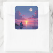 Sonne und Mond Quadratischer Aufkleber (Tasche)