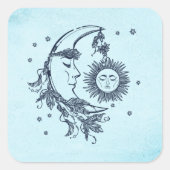 Sonne und Mond Quadratischer Aufkleber (Vorderseite)