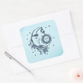 Sonne und Mond Quadratischer Aufkleber (Umschlag)