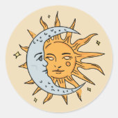 Sonne und Mond Runder Aufkleber (Vorderseite)
