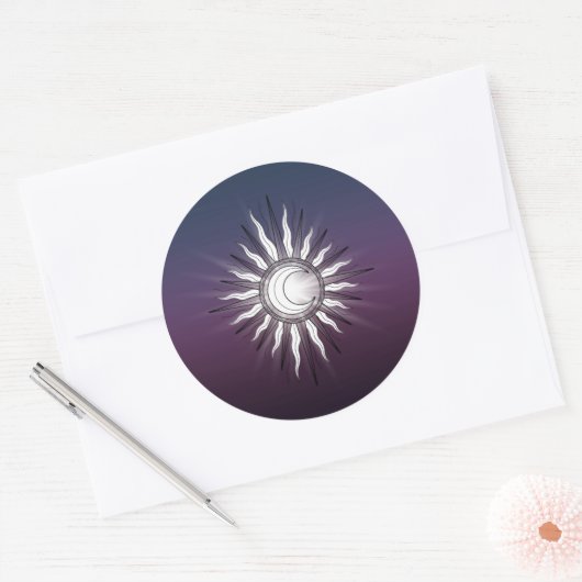 Sonne und Mond Runder Aufkleber (Umschlag)