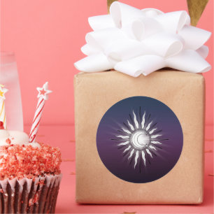 Sonne und Mond Runder Aufkleber