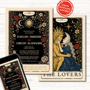 Sonne und Mond   Tarot Hochzeitseinladung Einladung