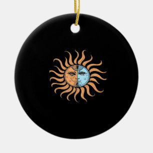 Sonne und Mond Vintage-Bohemien-Abstrakt Keramik Ornament