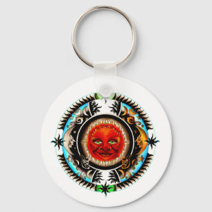 Sonne und Mond Weltraum Mandala Schlüsselanhänger
