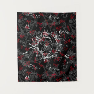 Sonne und Mond, Wicca, Hexe, Heide, Halloween Wandteppich