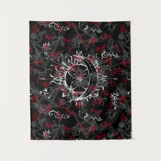 Sonne und Mond, Wicca, Hexe, Heide, Halloween Wandteppich (Vorderseite)