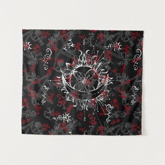 Sonne und Mond, Wicca, Hexe, Heide, Halloween Wandteppich (Vorderseite (Horizontal))