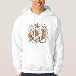 Sonne und Mondsichel Botanischer Herbst Hoodie
