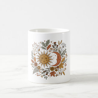 Sonne und Mondsichel Botanischer Herbst Hoodie Kaffeetasse