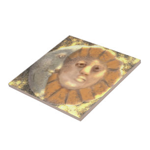 Sonne- und Mondsymbol-Relikt-Kunstwerk-Design Fliese