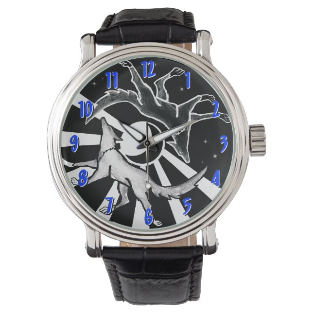 Sonne und Mondwölfe Armbanduhr (Vorderseite)