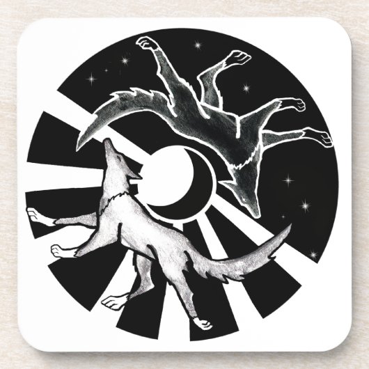 Sonne und Mondwölfe Getränkeuntersetzer (Vorderseite)