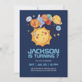 Sonne und Planeten Weltraum Kindergeburtstag Einladung (Vorderseite)