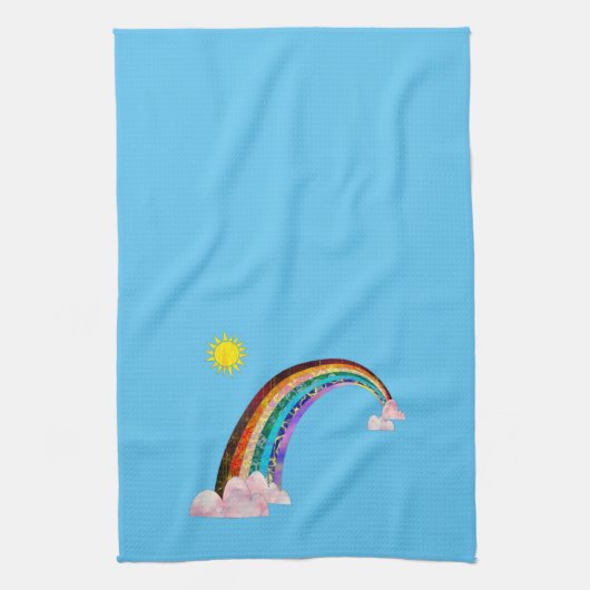 Sonne und Regenbogen 2 Geschirrtuch (Vertikal)