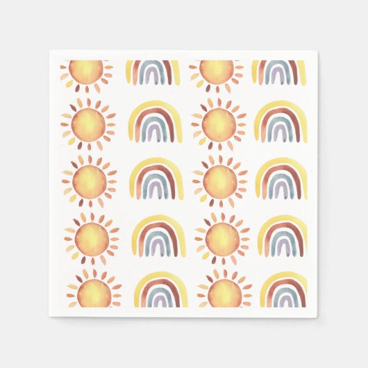 Sonne und Regenbogen Muster Serviette (Vorderseite)