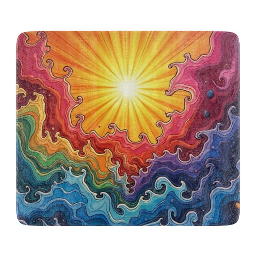 Sonne und Regenbogen Schneidebrett (Vorderseite)