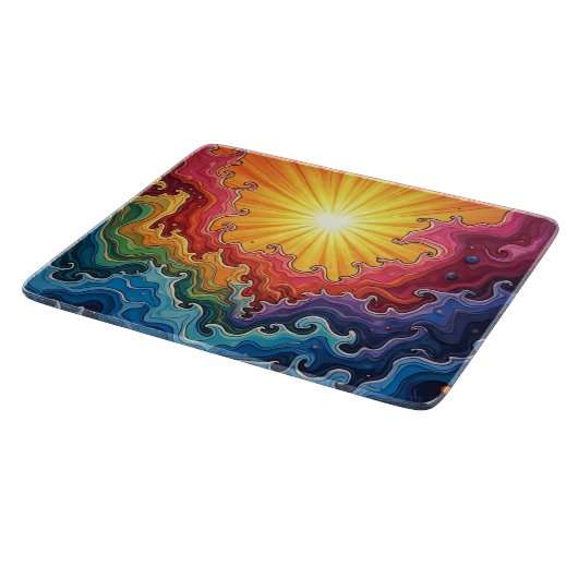Sonne und Regenbogen Schneidebrett (Ecke)
