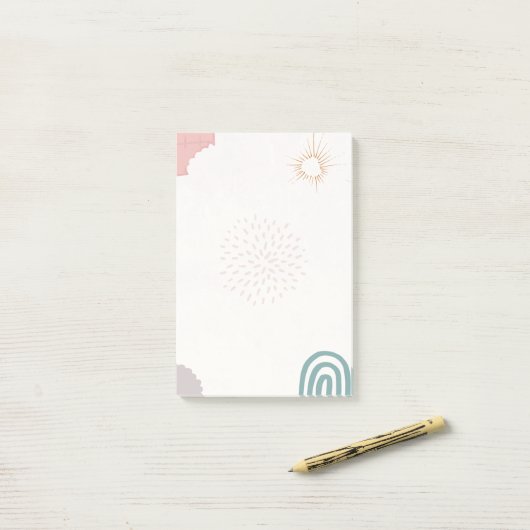 Sonne und Regenbogenpastellfarben Post-it Klebezettel (Auf Schreibtisch)