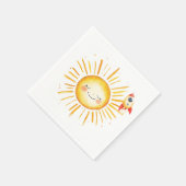 Sonne und Rocketship zum ersten Geburtstag Serviette (Ecke)