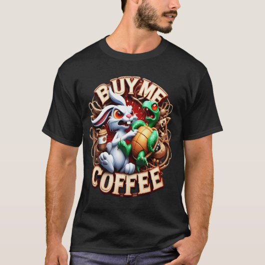 Sonne und Schildkröte mit Kaffee-Cup kaufen Sie mi T-Shirt (Vorderseite)