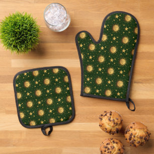 Sonne und Sterne Ofenhandschuh & Topflappen-Set