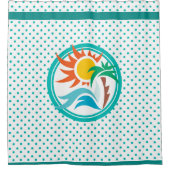 Sonne und Surf, gestreifte Grenze Duschvorhang (Vorderseite)