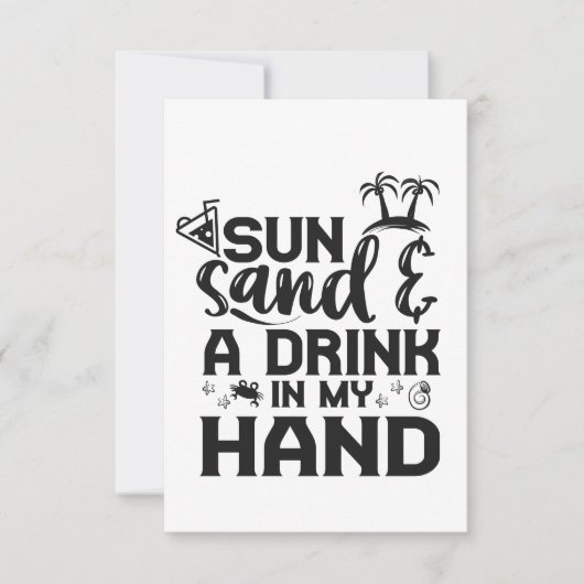 Sonne und Trinken in meiner Hand Funny Summer Vaca Dankeskarte (Vorderseite)