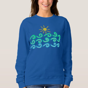 Sonne und Wellen Abstrakte tragbaren Kunst Sweatshirt