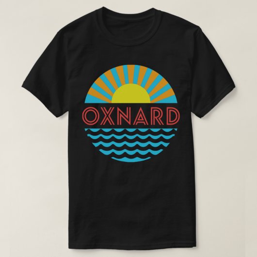 Sonne und Wellen des Oxnard Beach T-Shirt (Design vorne)