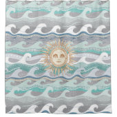 Sonne und Wellen Duschvorhang (Vorderseite)