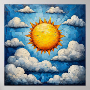 Sonne und Wolken Mosaik-Wandkunst Poster