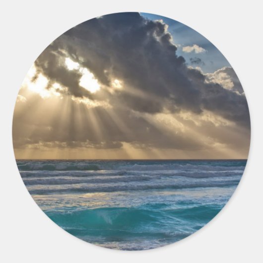 Sonne und Wolken Runder Aufkleber (Vorderseite)