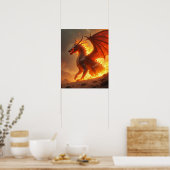 Sonne-Versengungs-Inferno-Feuerdrache Poster (Küche)