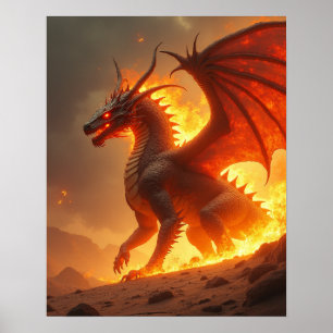 Sonne-Versengungs-Inferno-Feuerdrache Poster