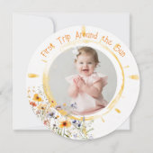 Sonne | Wildblume Kinder 1 Geburtstag Party Foto Einladung (Vorderseite)