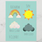 Sonne Wolken Regenbogen Wetter Schulprojekt ClipAr Flyer (Vorne)