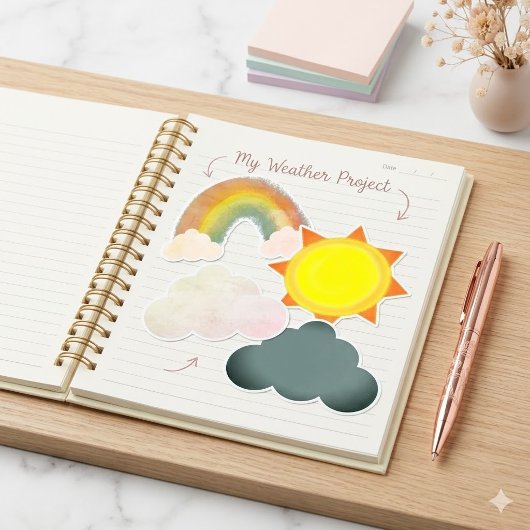Sonne Wolken Regenbogen Wetter Schulprojekt ClipAr Flyer