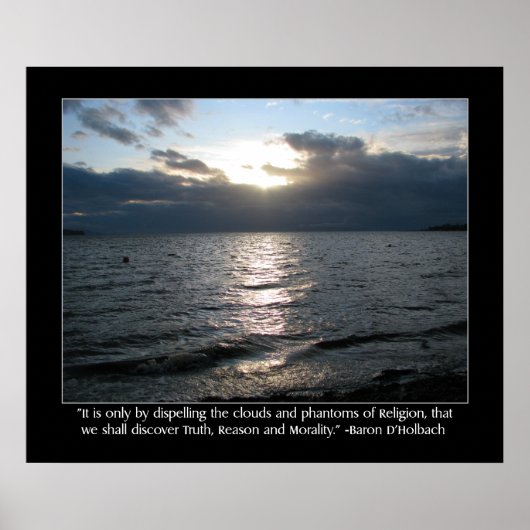 Sonne, Wolken, Strand und D'Holbach Zitat Poster (Vorne)