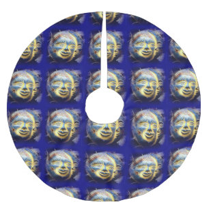 Sonnegesichts-Mondgesichts-Baumrock Polyester Weihnachtsbaumdecke