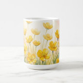 Sonnen-Gelbe Wildblumen-Wasserfarbe Kaffeetasse (Mittel)