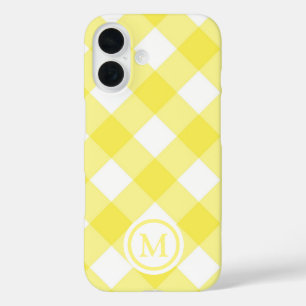 Sonnen Gelbes Gingham-Monogramm iPhone 16 Hülle